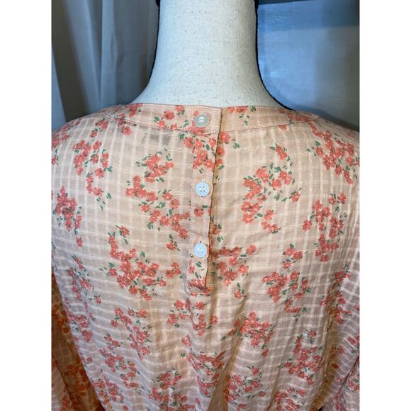 NWT $90 LOFT size Large Peach Pink Floral Liner Slip Elastic Wrist Waist Dress - Picture 8 of 12
